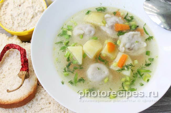 суп с пельменями рецепт с фото