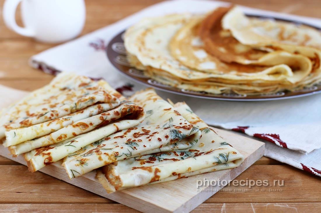 Блины с сыром и зеленью